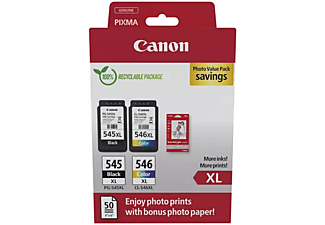 CANON PG-545XL (15ml) fekete + CL-546XL (13ml) színes tintapatron + 50 lap GP-501 10x15cm papír (8286B011)