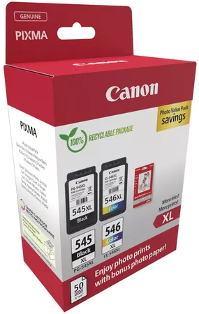 Piros-fehér doboz Canon tintapatronokkal.