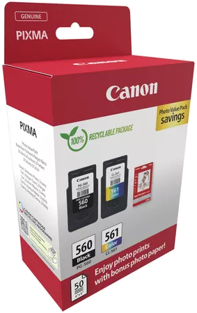 Canon nyomtatótintás doboz. Piros-fehér doboz, benne a tintapatronokkal.