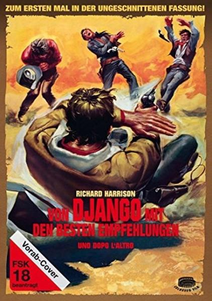 Filmposter mit kämpfenden Personen. Text auf Deutsch und Italienisch. Der Titel lautet 'Django'.