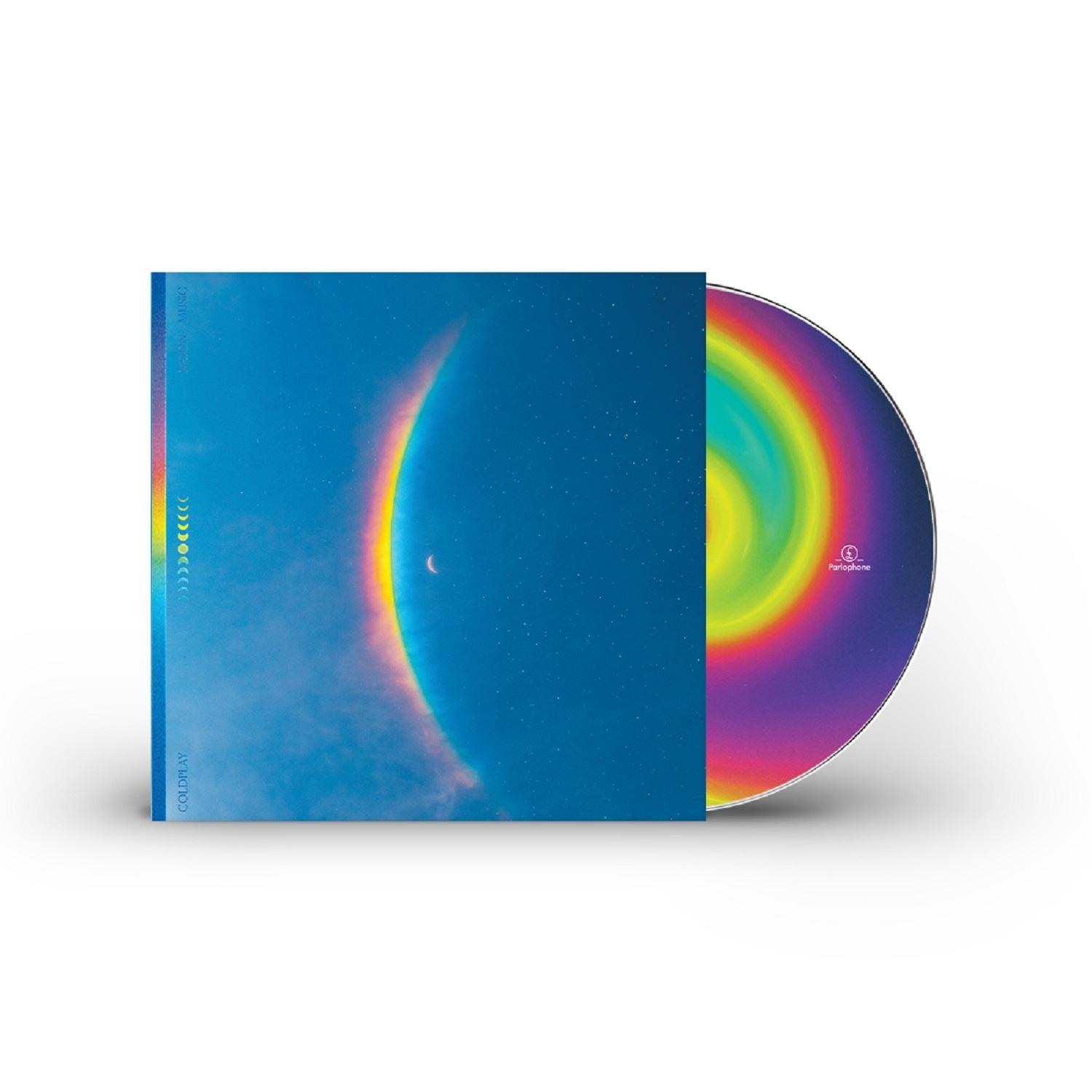 Albumcover mit blauem Himmel und Regenbogenmond, CD rechts.