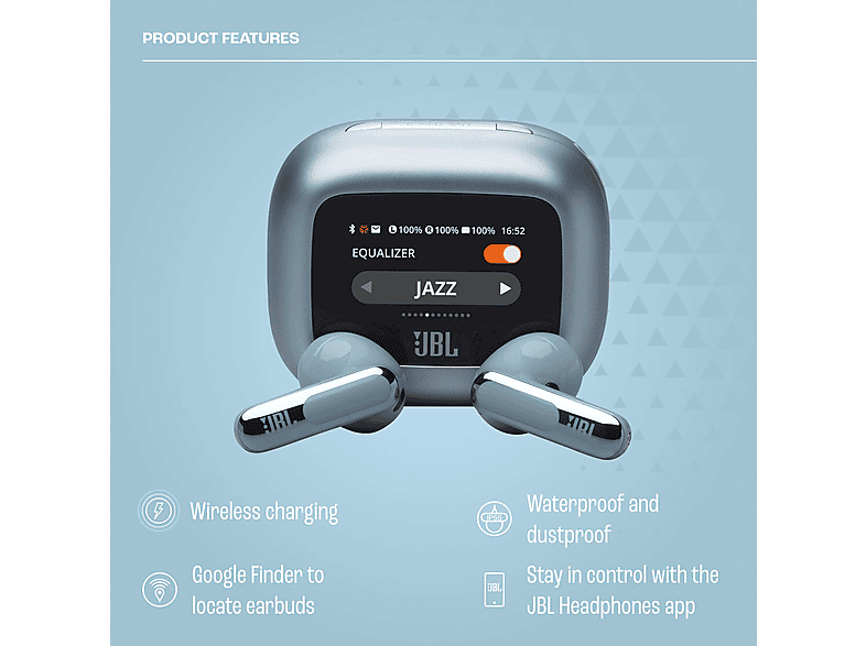 JBL Live Flex 3 - Kabelloser In-Ear Noise Cancelling Kopfhörer mit Smart Charging Case - Blau