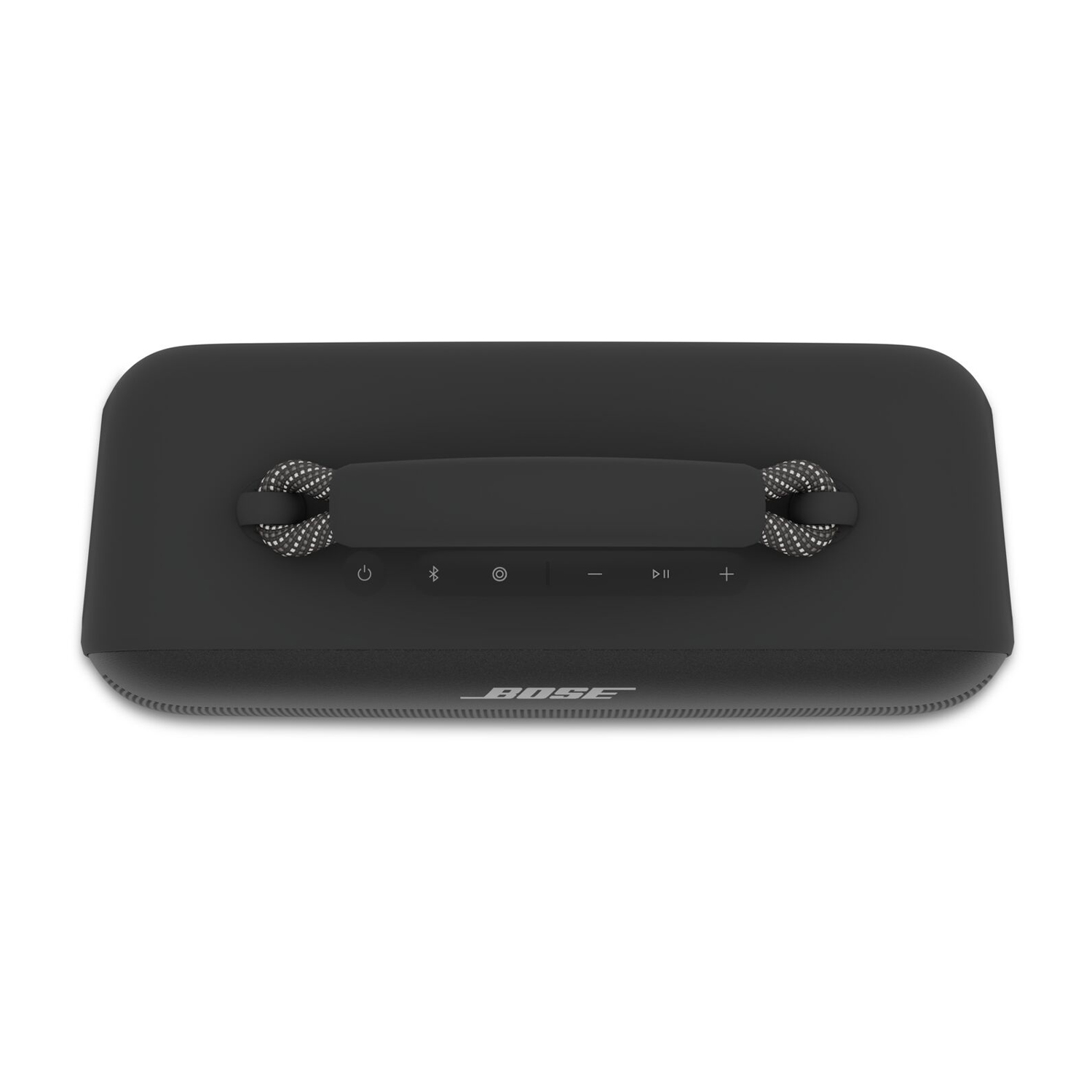 Altoparlante Bose rettangolare nero con pulsanti e maniglia.