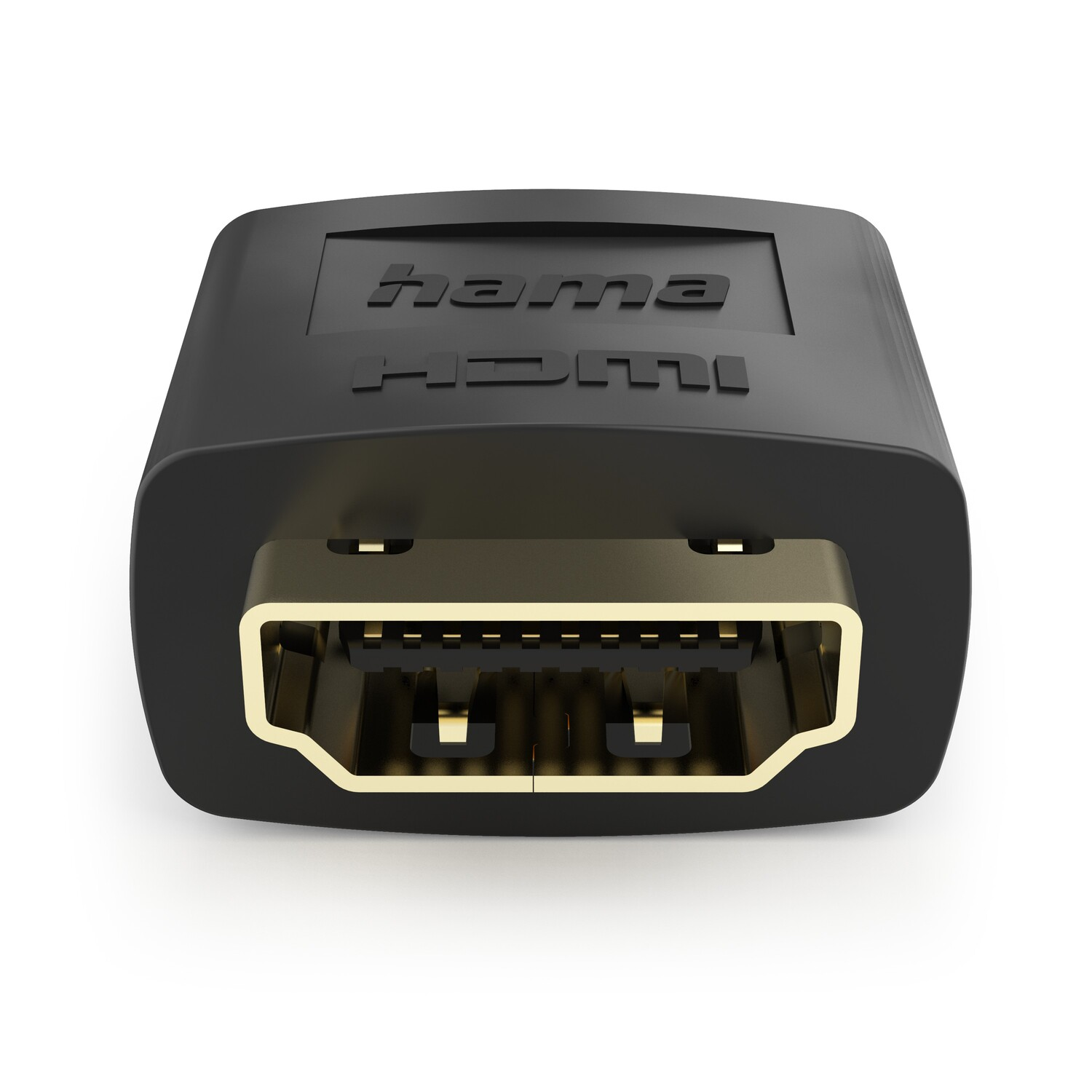 Black HDMI adapter with gold connector. Hama text on top.