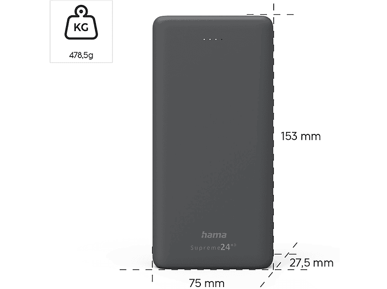 Thumbnail - HAMA Power Pack Supreme 24HD Powerbank 24000 mAh Grau