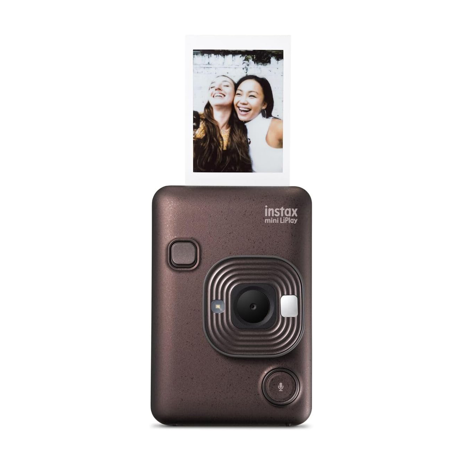 Una fotocamera Instax mini LiPlay con una foto stampata.