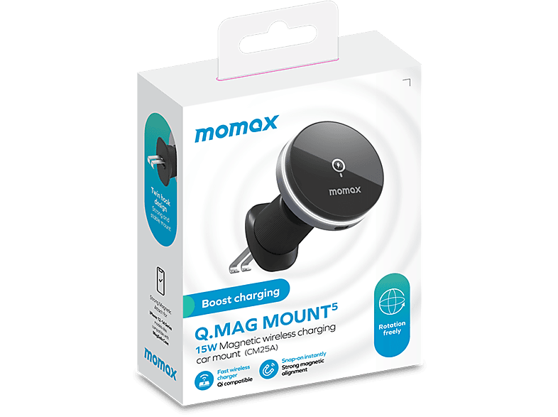 MOMAX Q.mag Mount 5 15W Magnetic Wireless Şarjlı Araç İçi Telefon Tutucu_3