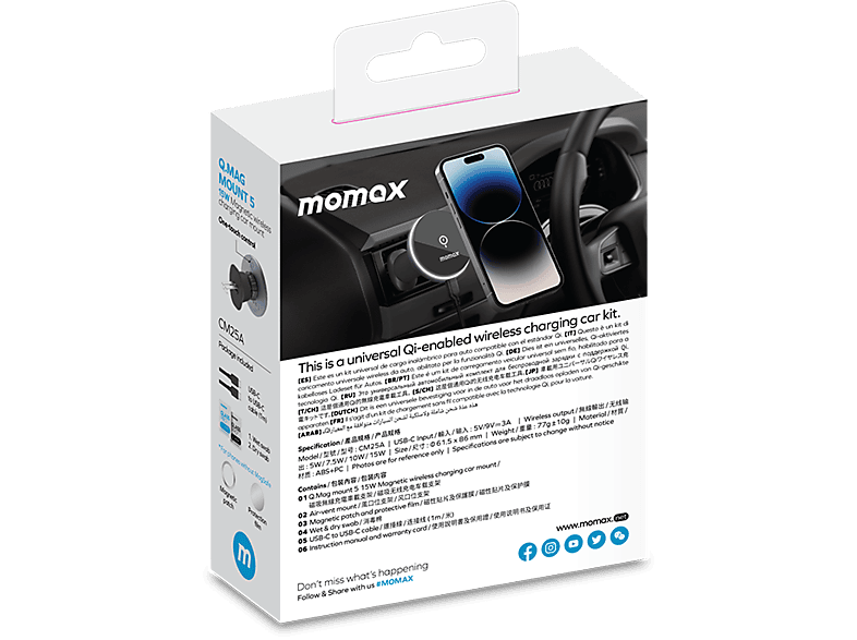 MOMAX Q.mag Mount 5 15W Magnetic Wireless Şarjlı Araç İçi Telefon Tutucu_4