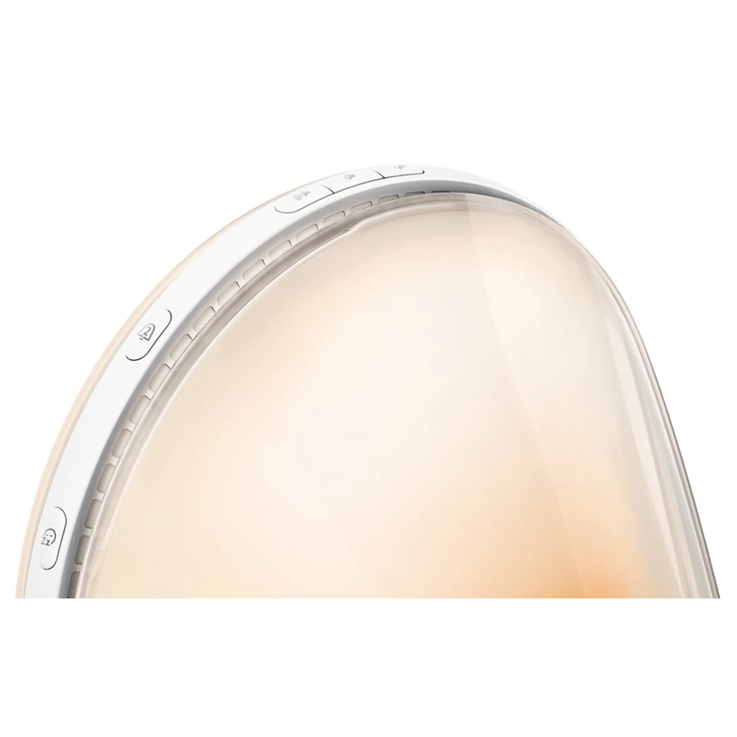 A white circular light with buttons on the side.