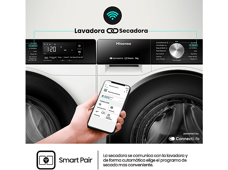 Lavadora Hisense WF3S9043BW3, 9kg, 1400rpm, blanco – imagen 2