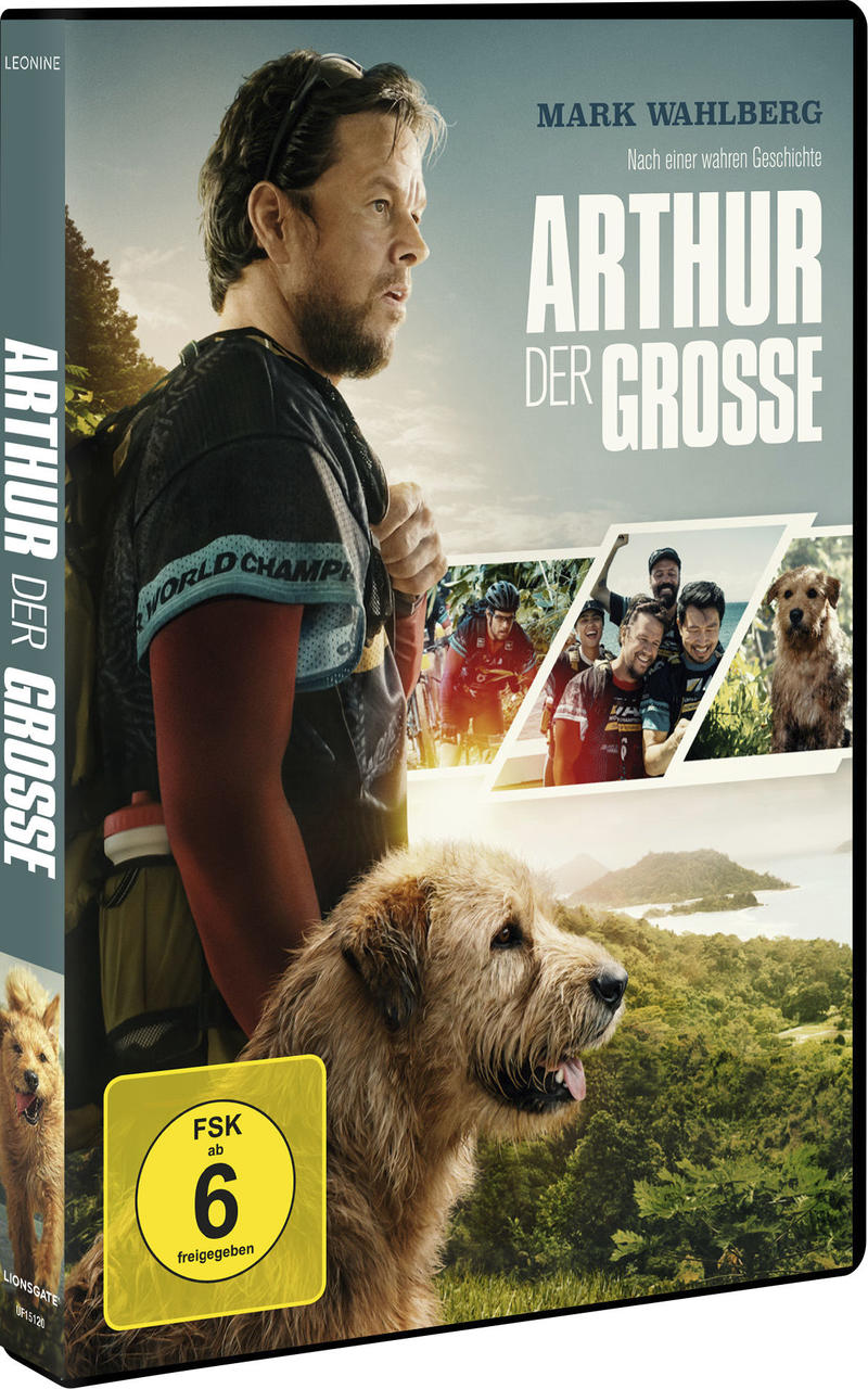 DVD-Cover von Arthur der Große, Mark Wahlberg, Hund, grüner Hintergrund, FSK 6.