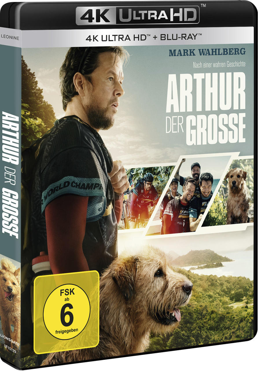 Filmcover mit Mark Wahlberg, Hund und Text auf Deutsch.