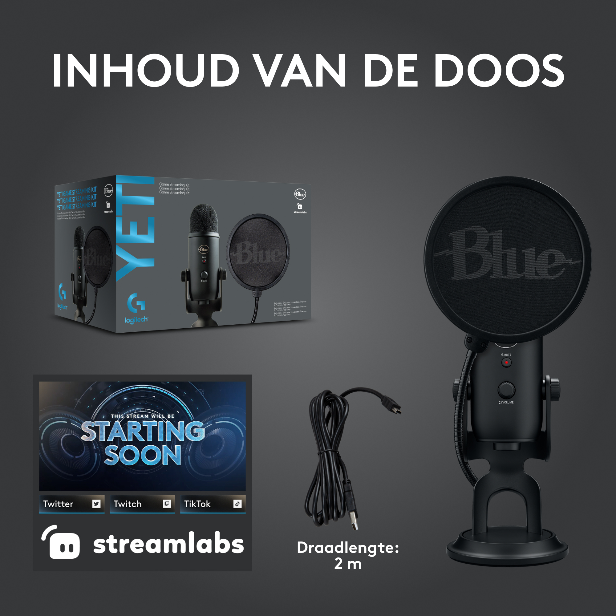 BLUE MIC Streamingmicrofoon kit Yeti Game Blackout (988-000528)
