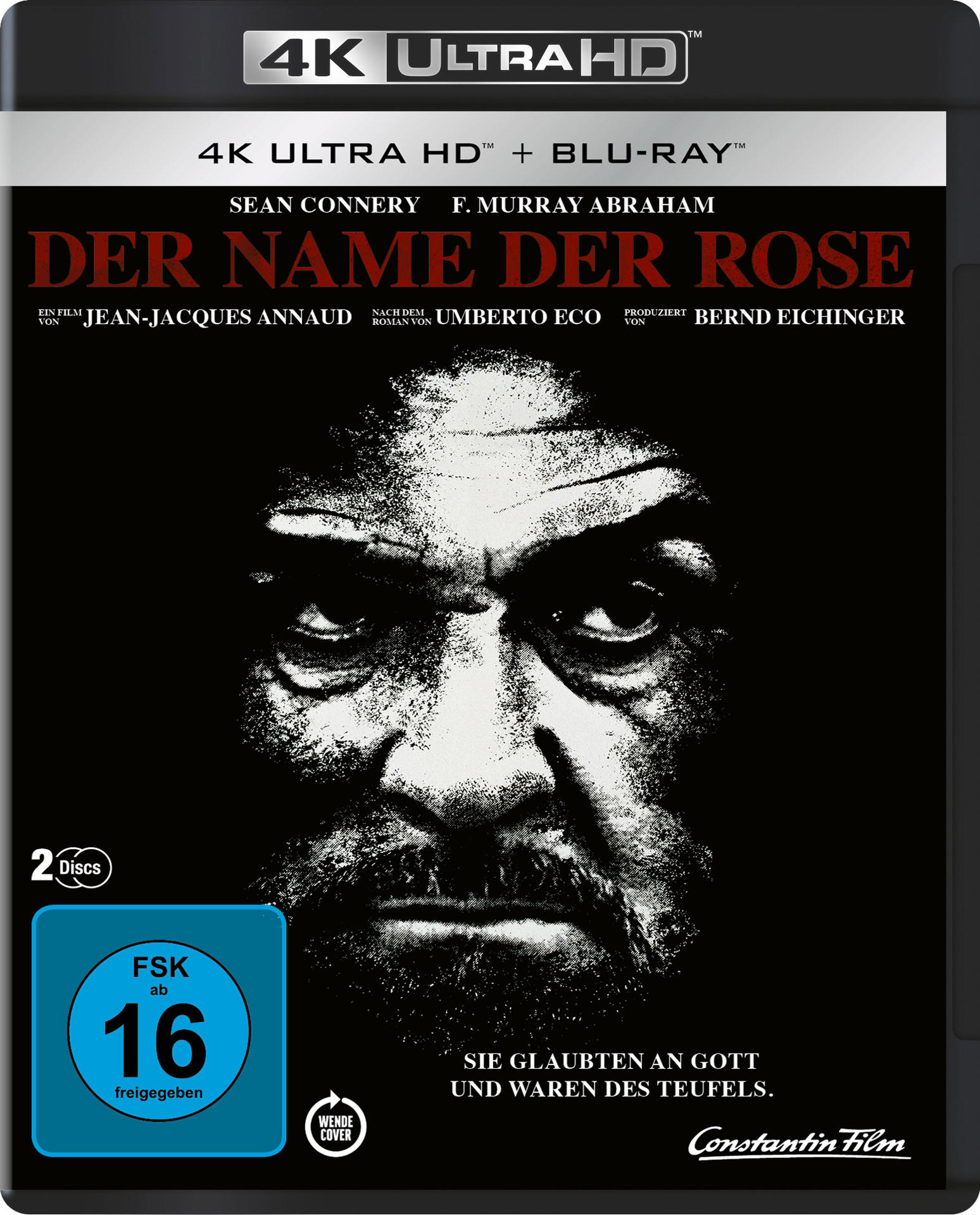 Ein Filmcover mit dem Gesicht eines Mannes und Text.