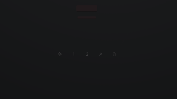 Karanlık ekran, minimalist bir arayüzde menü simgeleri ve sayılarla.