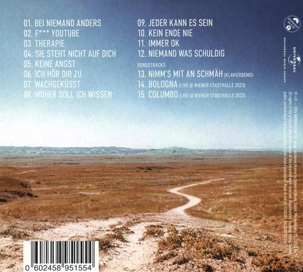 Albumcover mit Wüstenlandschaft und Straße. Text auf der Rückseite enthält Titellisten und Copyright-Informationen.