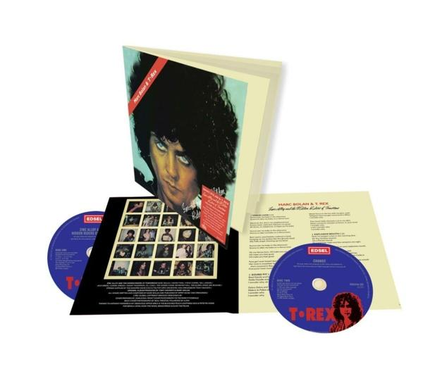 Albumcover mit offenem Booklet, zwei CDs und einem Foto eines Mannes mit langen Haaren.