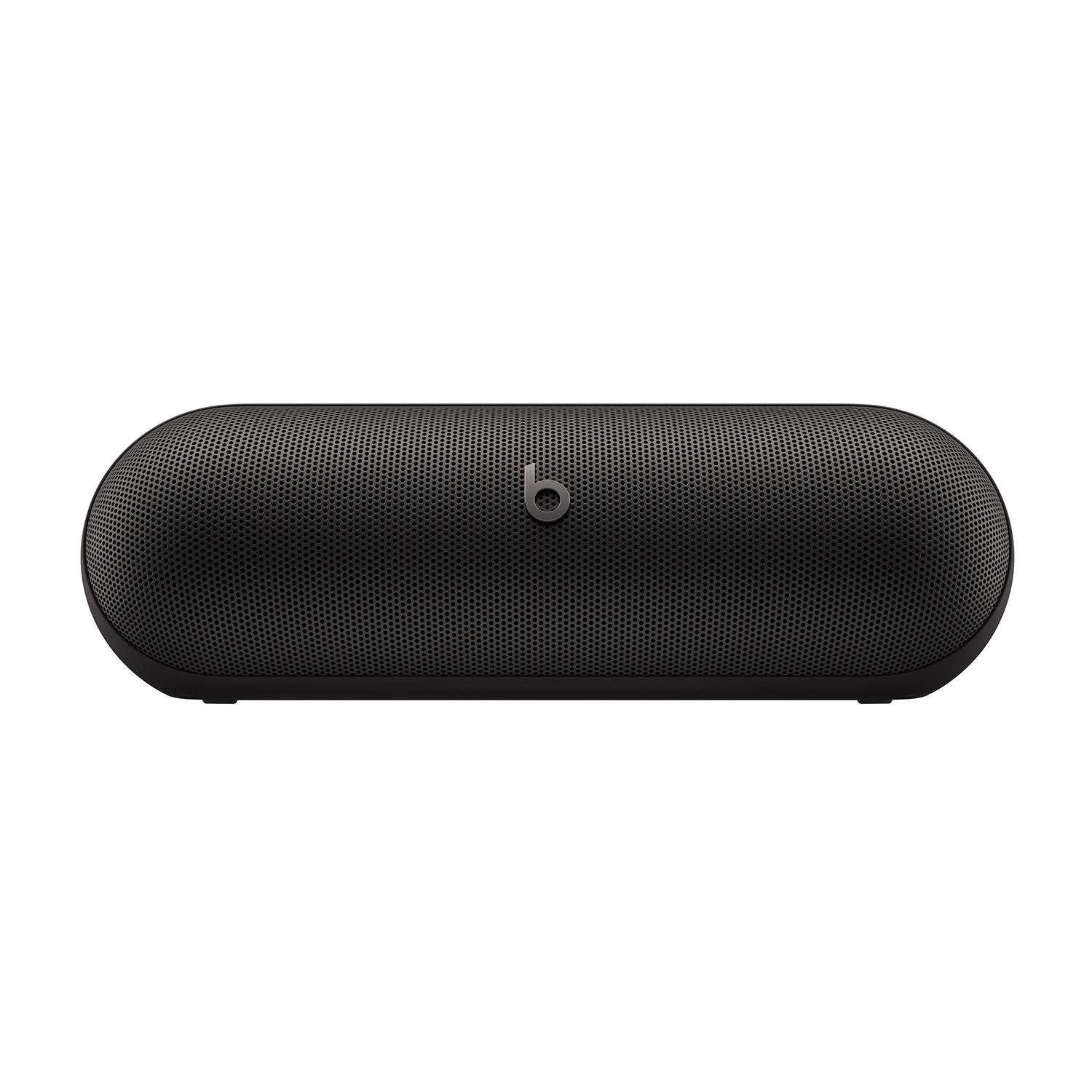 Un altoparlante Beats nero, di forma ovale, con il logo 'b'.