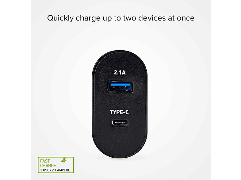 SBS 51436 Ladegerät, 10W, 1x USB-Type-C + 1x USB-Type-A — Foto 2 von 4