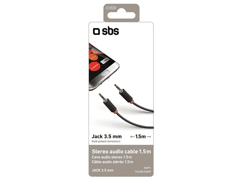 SBS 03091 3,5mm Klinkenkabel, 1,5m, vergoldet; Audio Kabel — Foto 4 von 4