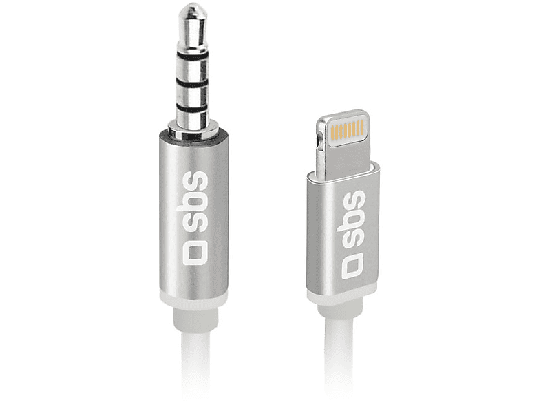 SBS 26038 Lightning Audio Adapter auf 3,5mm Klinkenstecker, 1m; Adapterkabel