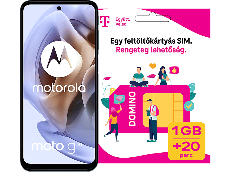 MOTOROLA G31 4/64 GB DualSIM Szürke Kártyafüggetlen Okostelefon + Telekom Domino kártya