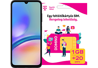 SAMSUNG A05S 4/64 GB DualSIM Fekete Kártyafüggetlen Okostelefon + Telekom Domino kártya