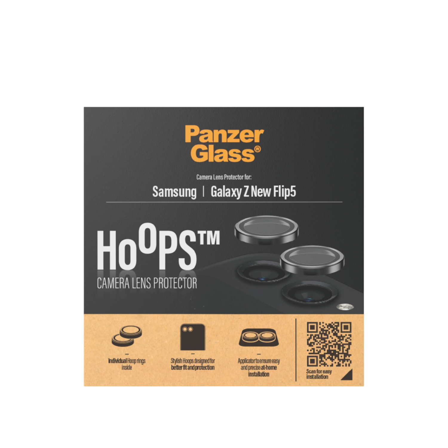 PANZERGLASS Galaxy Z Flip5 2024 Hoops Screenprotector voor Samsung Galaxy Z Flip5 2024 Zwart afbeelding