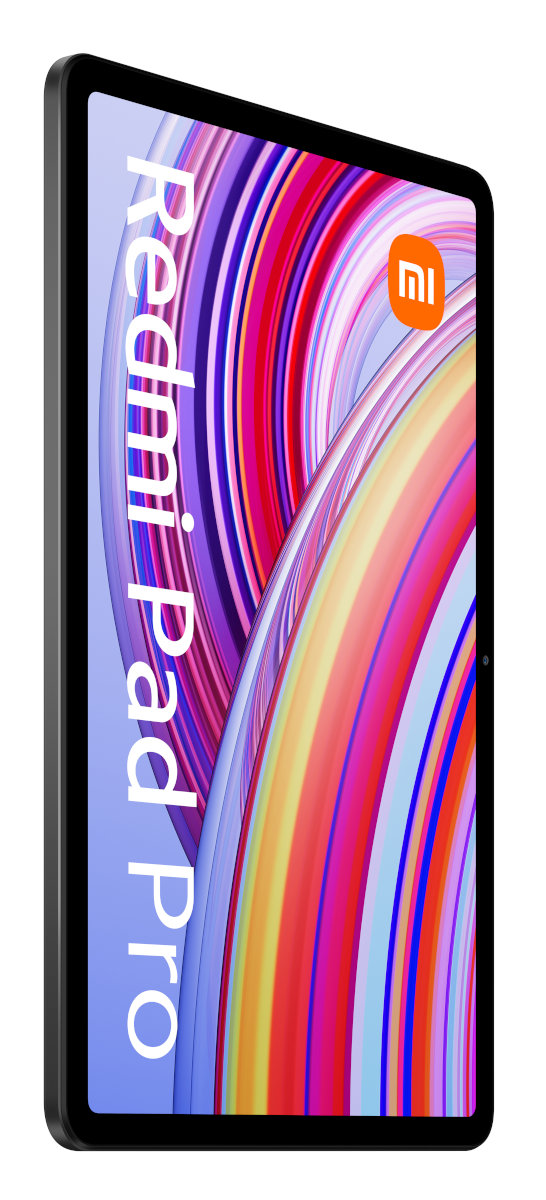 Tablet Redmi Pad Pro z ekranem wyświetlającym kolorową sztukę abstrakcyjną, czarna ramka.