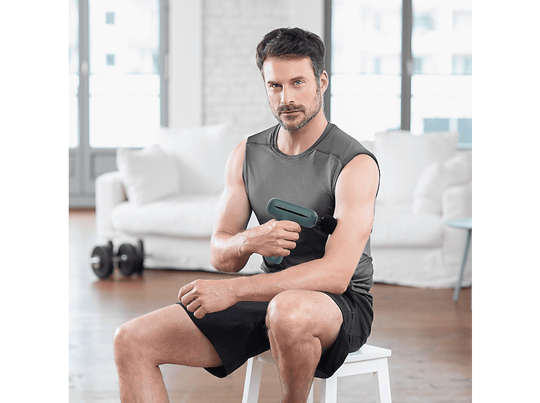 Medisana MG 200 Mini Massagepistole, mit 4 Ausätzen, Graugrüne Akzentfarbe — Foto 5 von 5