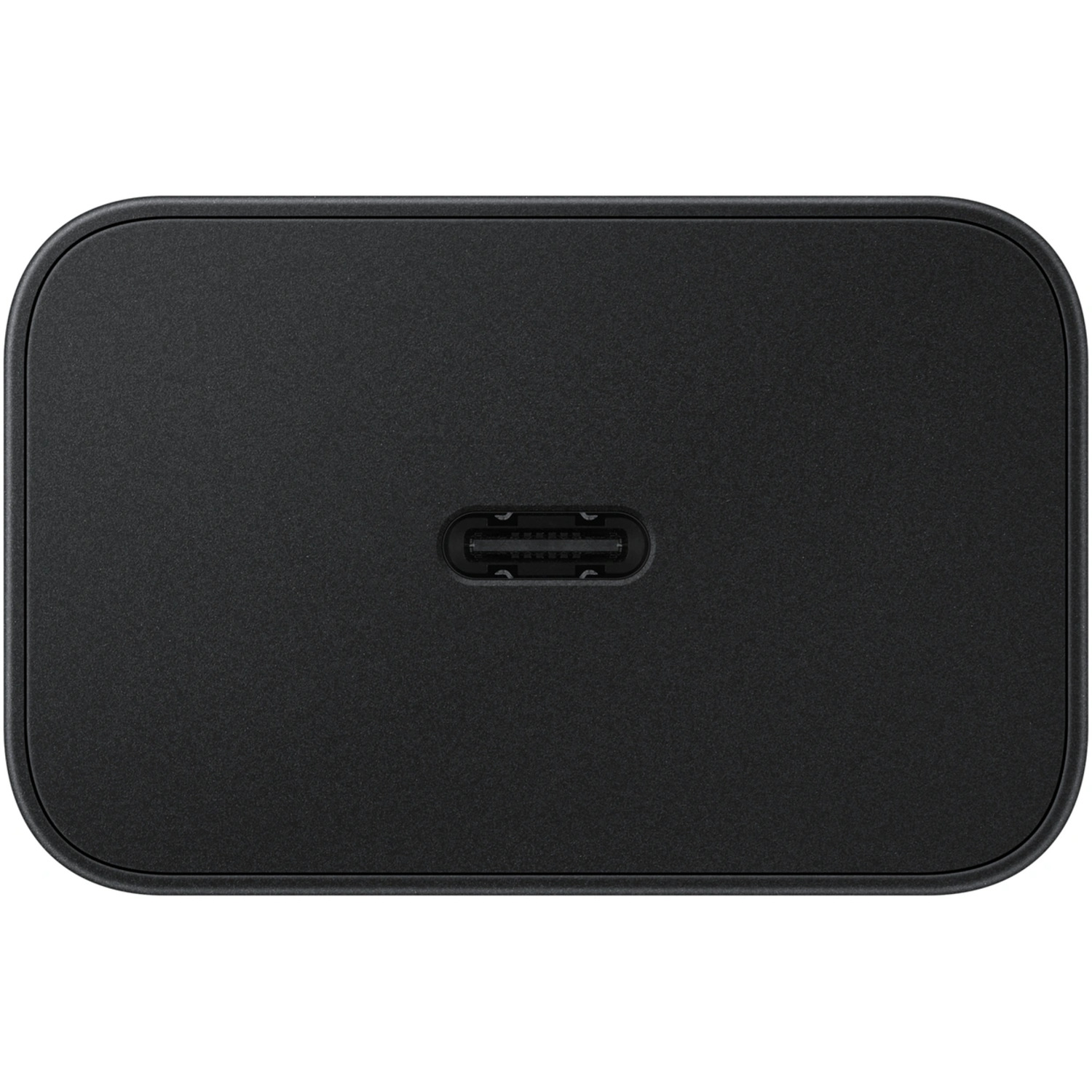 Black, rectangular charging brick with a USB-C port.