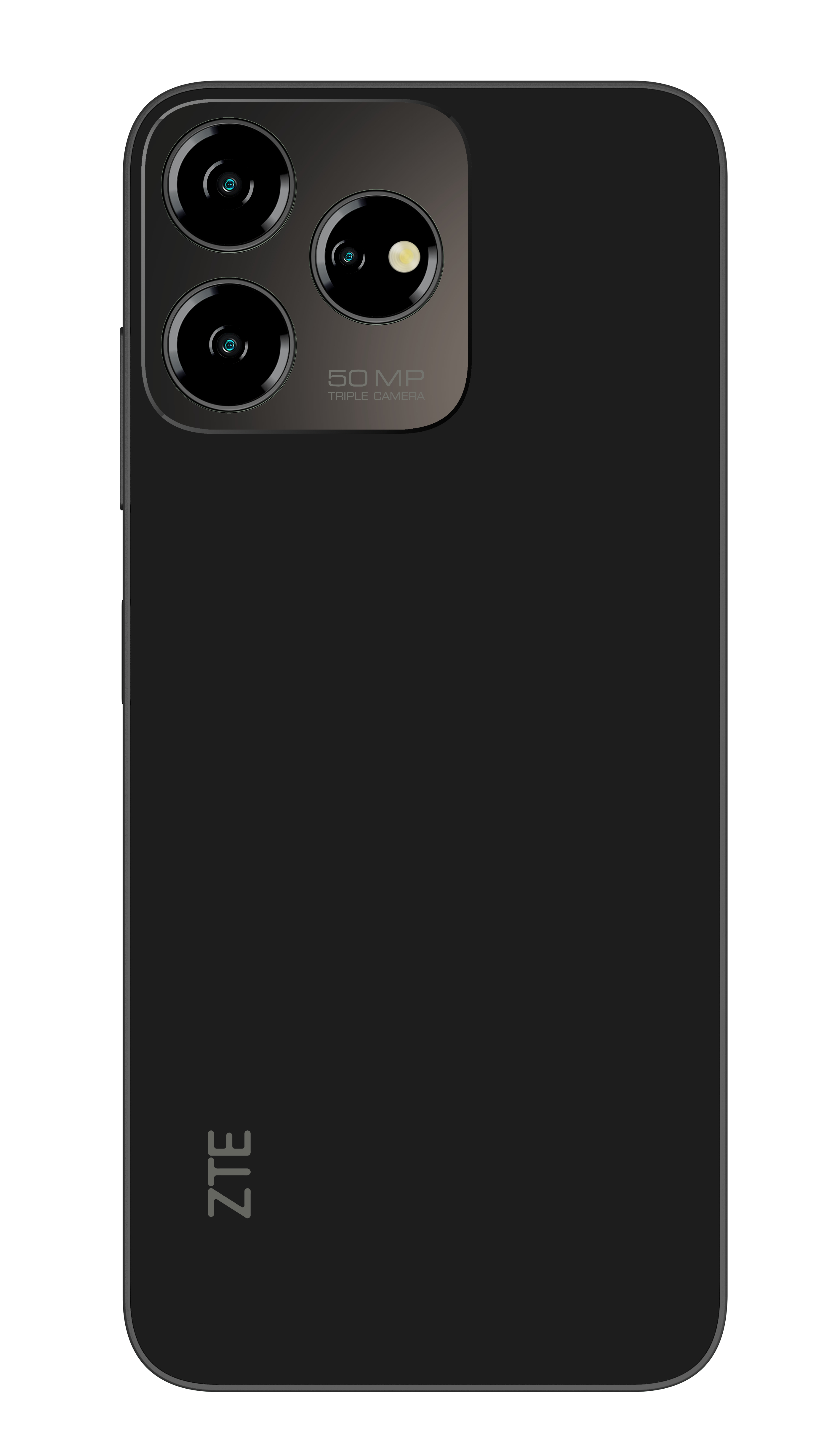 Schwarzes Telefon mit Kameramodul auf der Rückseite.