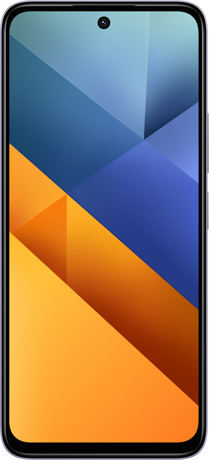 Un smartphone con un fondo abstracto colorido. El teléfono tiene un diseño moderno y una cámara.