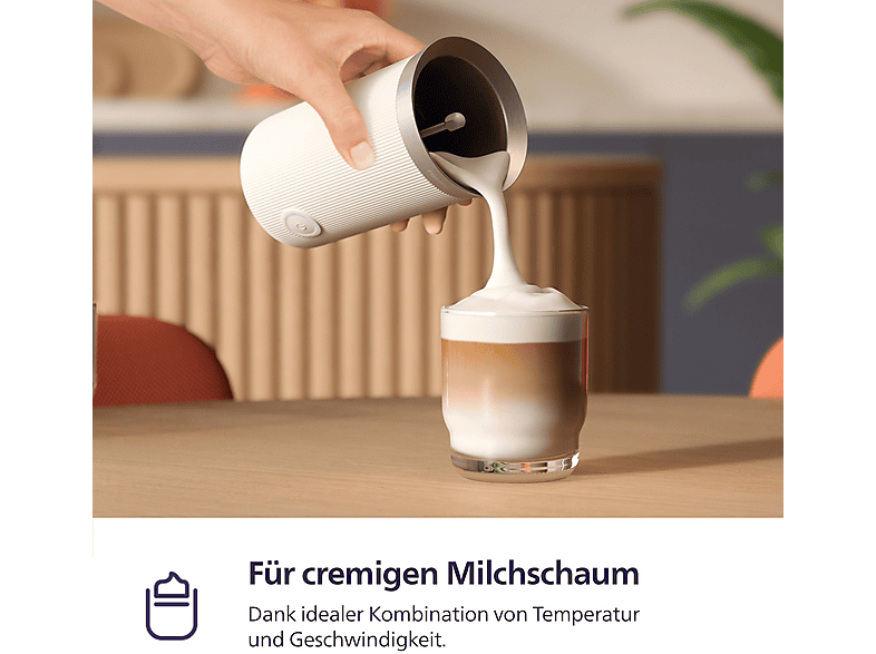 PHILIPS BAR311/00 Baristina warmer und kalter Milchschaum, Antihaftbeschichtung, leichte Reinigung, Milchaufschäumer, Weiß, 15,3 Watt, 0,12 l
