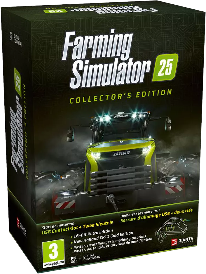 Farming Simulator 25 Collector's Edition box met tractor afbeelding.