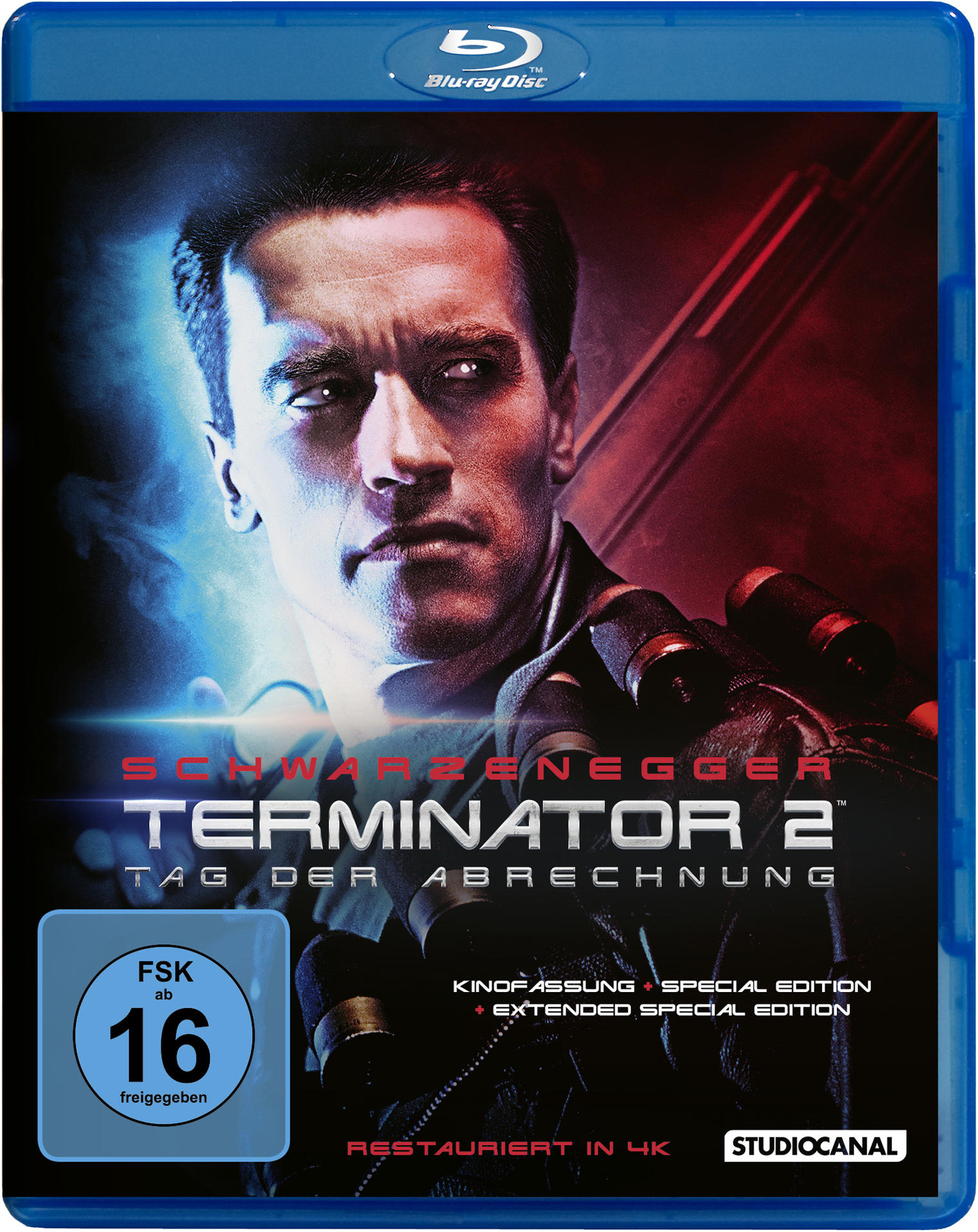 Terminator 2 Blu-ray Cover mit Arnold Schwarzenegger.