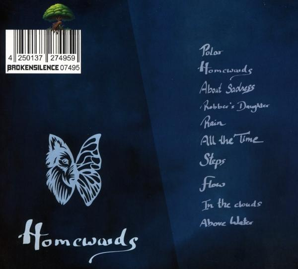 Die Rückseite einer CD mit dem Titel 'Homewards' und einem Schmetterlingslogo.