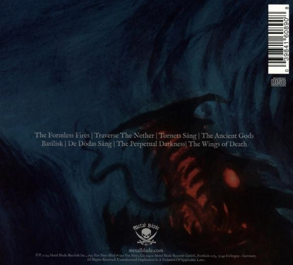 Albumcover. Dunkler Hintergrund mit Text, der Songtitel und Metal Blade Records-Logo auflistet.