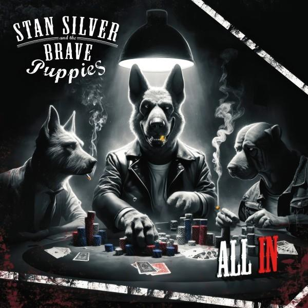 Albumcover mit drei Hunden beim Pokerspielen. Ein Hund trägt eine Lederjacke.