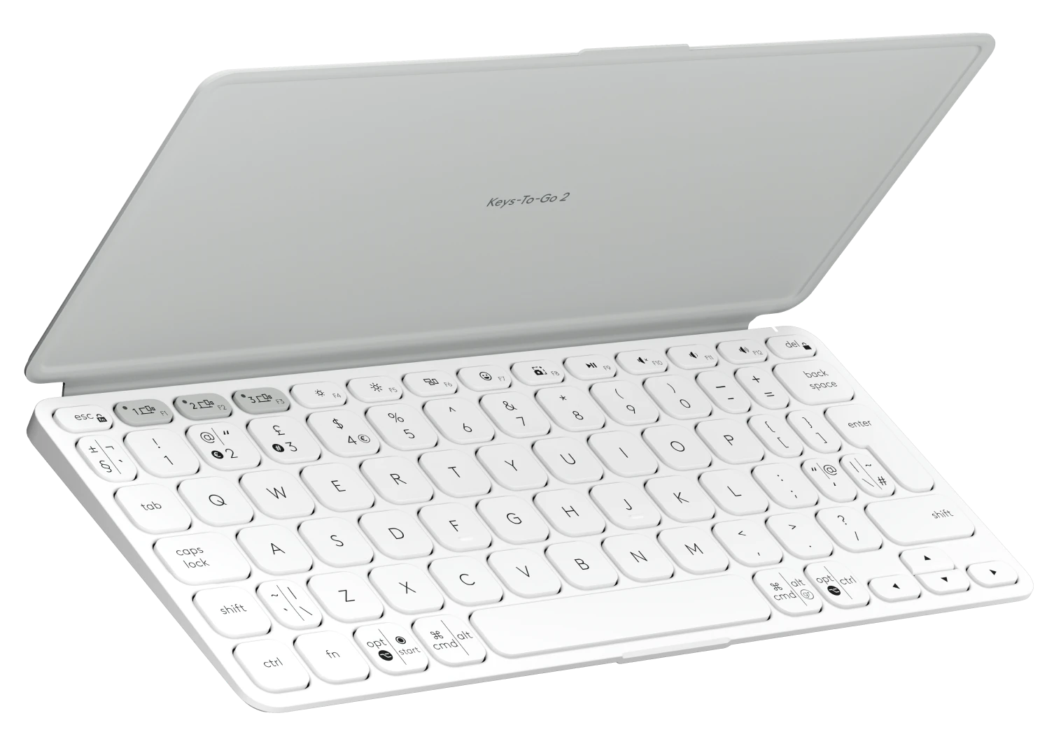 LOGITECH Keys-to-Go 2 hordozható vékony bluetooth billentyűzet, US kiosztás, halványszürke (920-012985)