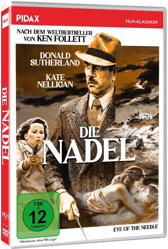 DVD-Hülle des Films 'Eye of the Needle'. Mit den Schauspielern Donald Sutherland und Kate Nelligan.