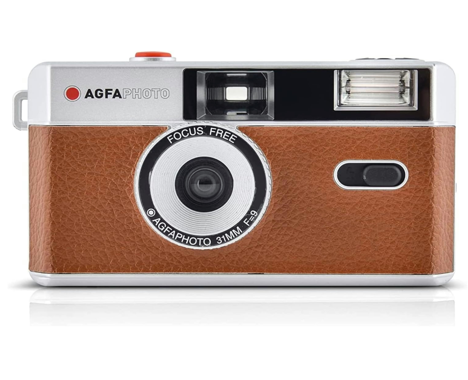 Retro AGFA-Fotokamera in Braun und Silber.