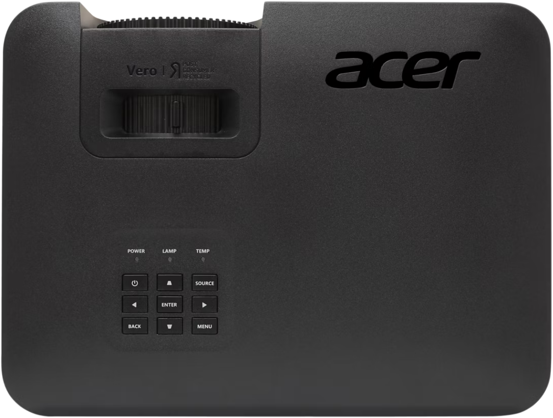 Acer Vero projektor vezérlőkkel felül, fekete színben.