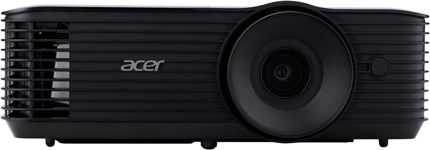 Fekete Acer projektor, nagy objektívvel és Acer logóval. Vízszintes, közelkép.