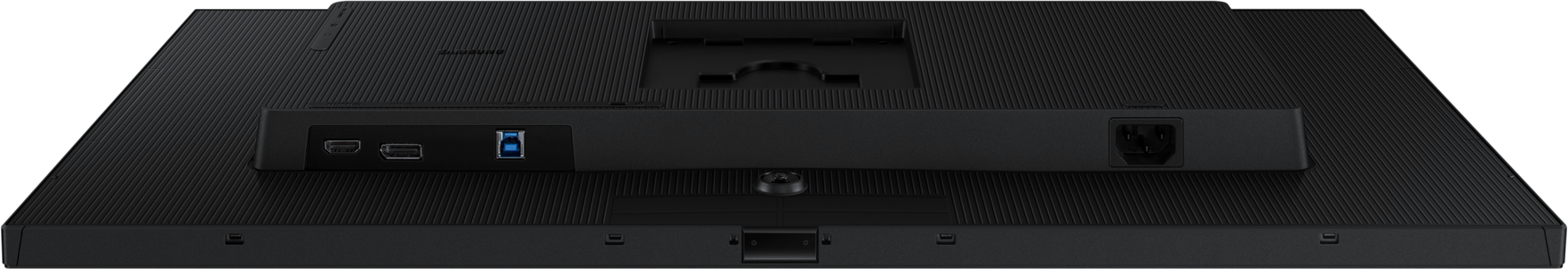 Arrière d'un moniteur noir avec ports : HDMI, port d'affichage, USB et entrée d'alimentation.