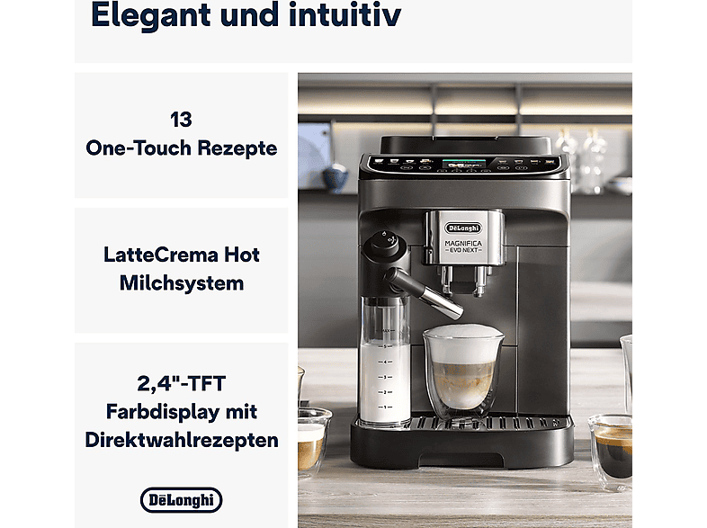 Thumbnail - DELONGHI Magnifica Evo Next ECAM310.80.SB - 11 Kaffeespezialitäten, 3 Benutzerprofile, einfache Bedienung, Kaffeevollaut...