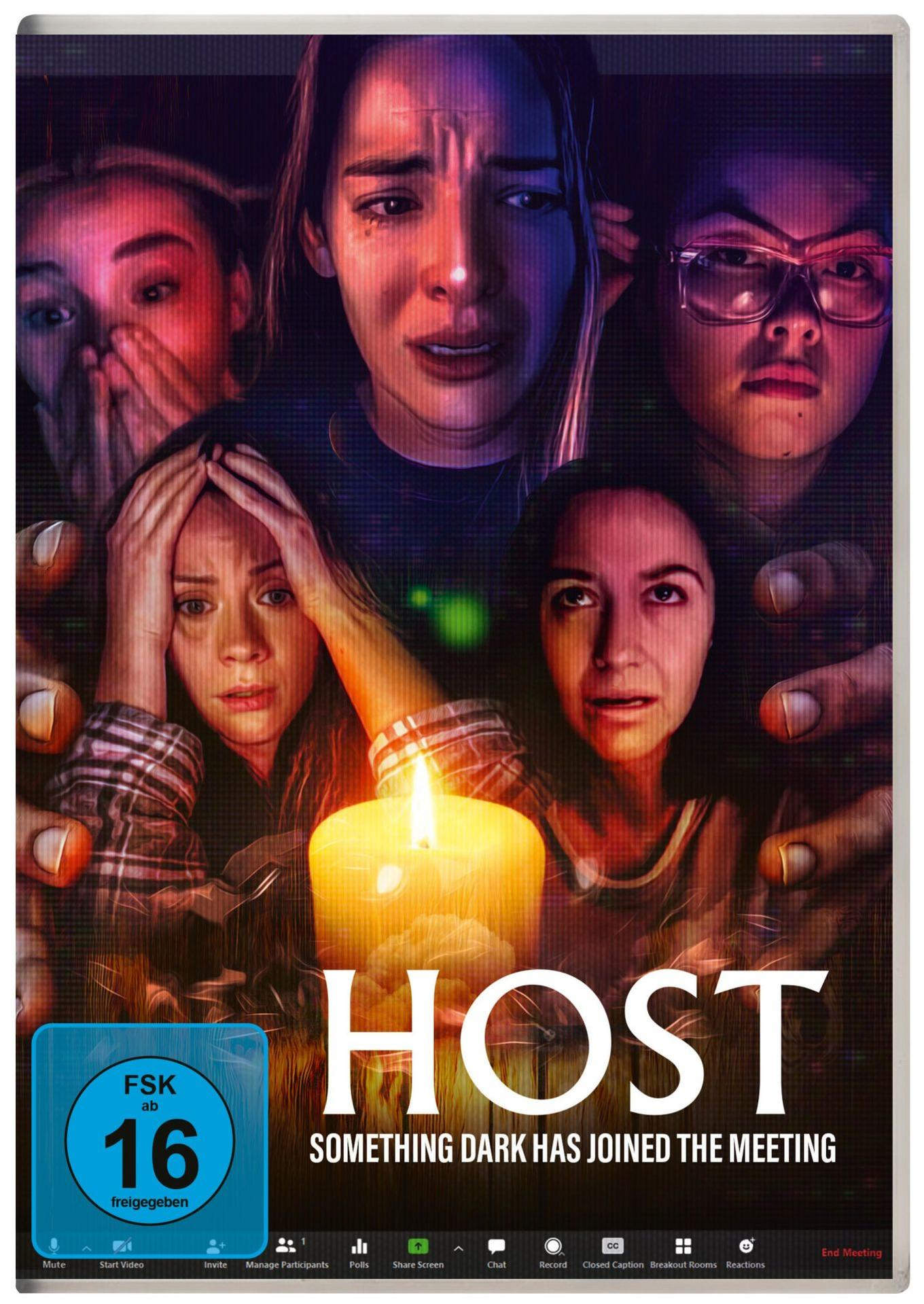 Filmposter mit mehreren Gesichtern und einer brennenden Kerze, auf schwarzem Hintergrund.