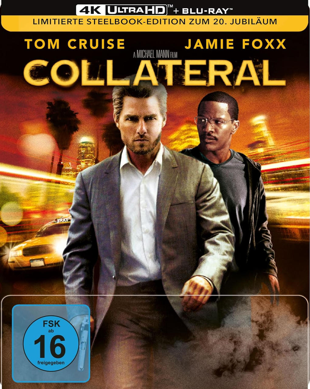 Filmcover von 'Collateral'. Tom Cruise und Jamie Foxx stehen nebeneinander.