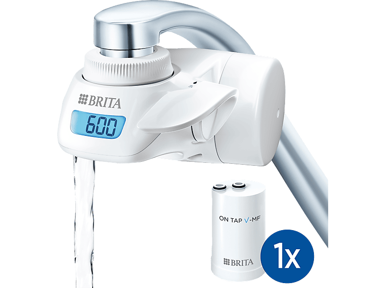 Sistema de Filtro Agua - BRITA ON TAP Pro V-MF, Incluye 1 Cartucho: Reduce Micropartículas, PFAS y Metales, Blanco