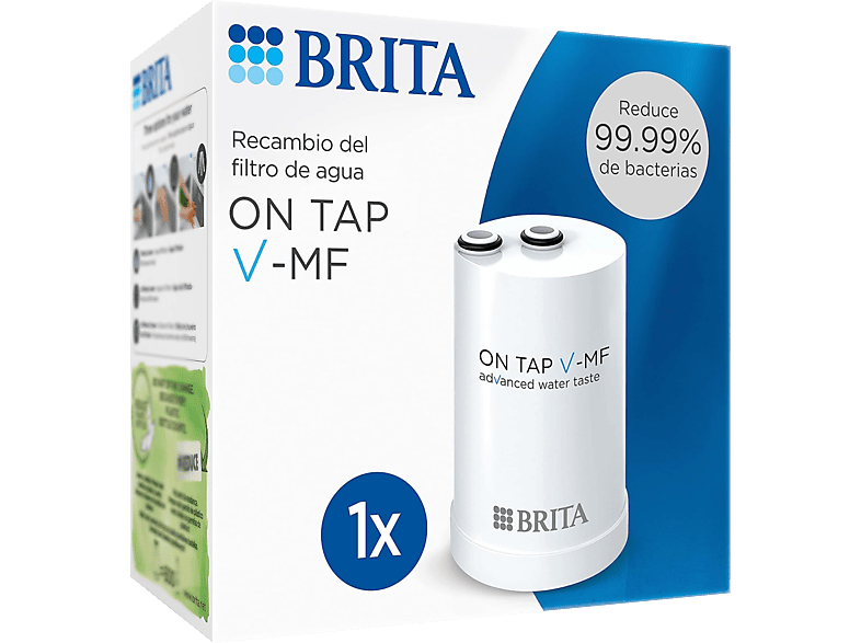 Recambio de filtros - BRITA ON TAP V MF (600L), Reduce Micropartículas, PFAS y Metales Pesados, Blanco